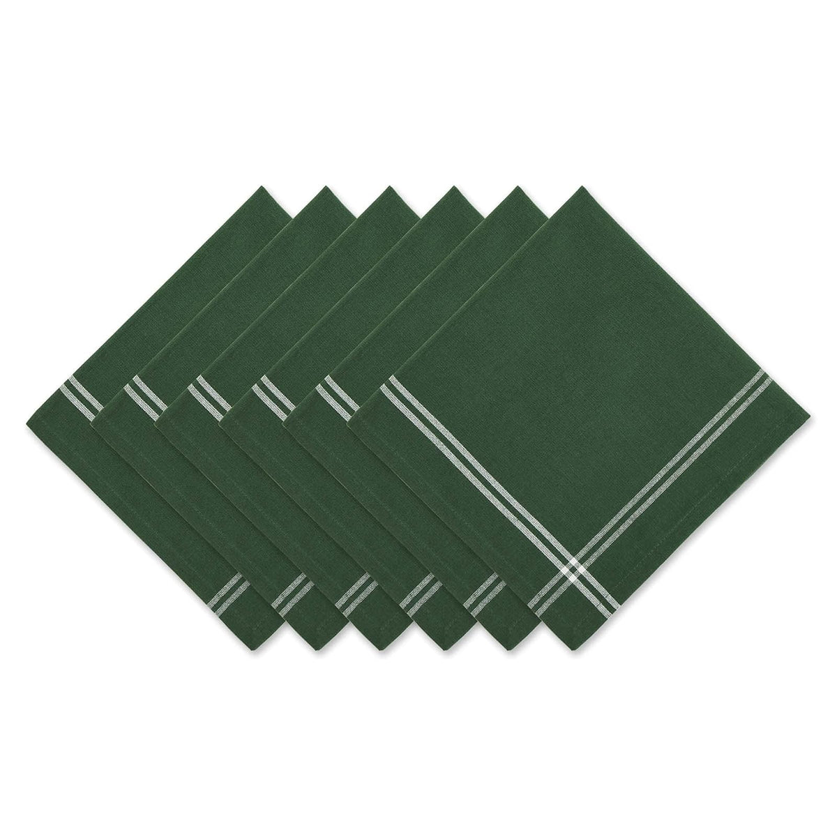 Pre de Provence - Juego de servilletas Estilo Granja con Rayas francesas, 20 x 20 Pulgadas, Verde bálsamo, 6 Piezas