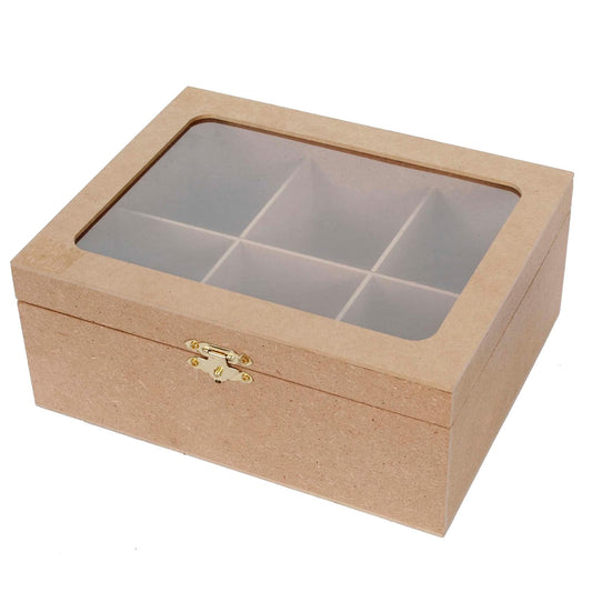 Caja Organizadora con Divisiones de Madera MDF Color Natural Fantasias Miguel Caja con tapa de Broche Alajero Caja para Relojes Exhibidor 9.5x24x19cm Mylin 1 pieza