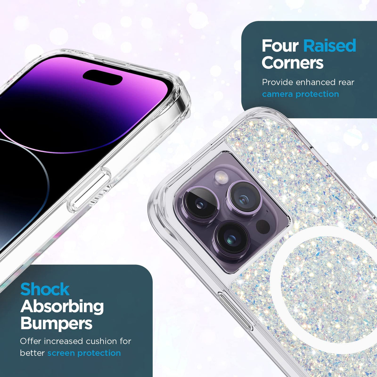 Case-Mate iPhone 14 Pro Case - Twinkle Stardust [10FT Drop Protection] [Compatible with MagSafe] Magnetic Cover with Cute Bling Sparkle for iPhone 14 Pro 6.1", Anti-Scratch, Shock Absorbent, Slim Fit