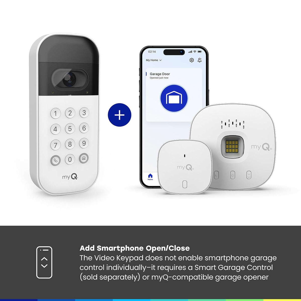 myQ Smart Garage Door - Teclado de vídeo con cámara Gran Angular, códigos Pin Personalizables y Control de Smartphone: Toma el Control de tu Acceso al cochera Funciona con abridores de Chamberlain,