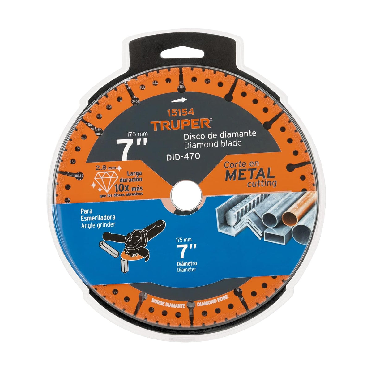 Truper DID-470, Disco de diamante de 7" x 1.6 mm para corte metal