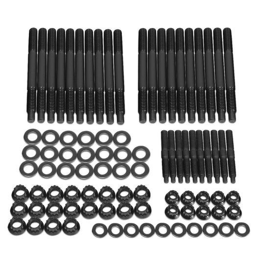 DNA Motoring Juego de Tuercas de Cabeza Cilíndrica LEPOW-015, 12 Puntos, para Chevy LS1, LS3, LS6, L98, Negro