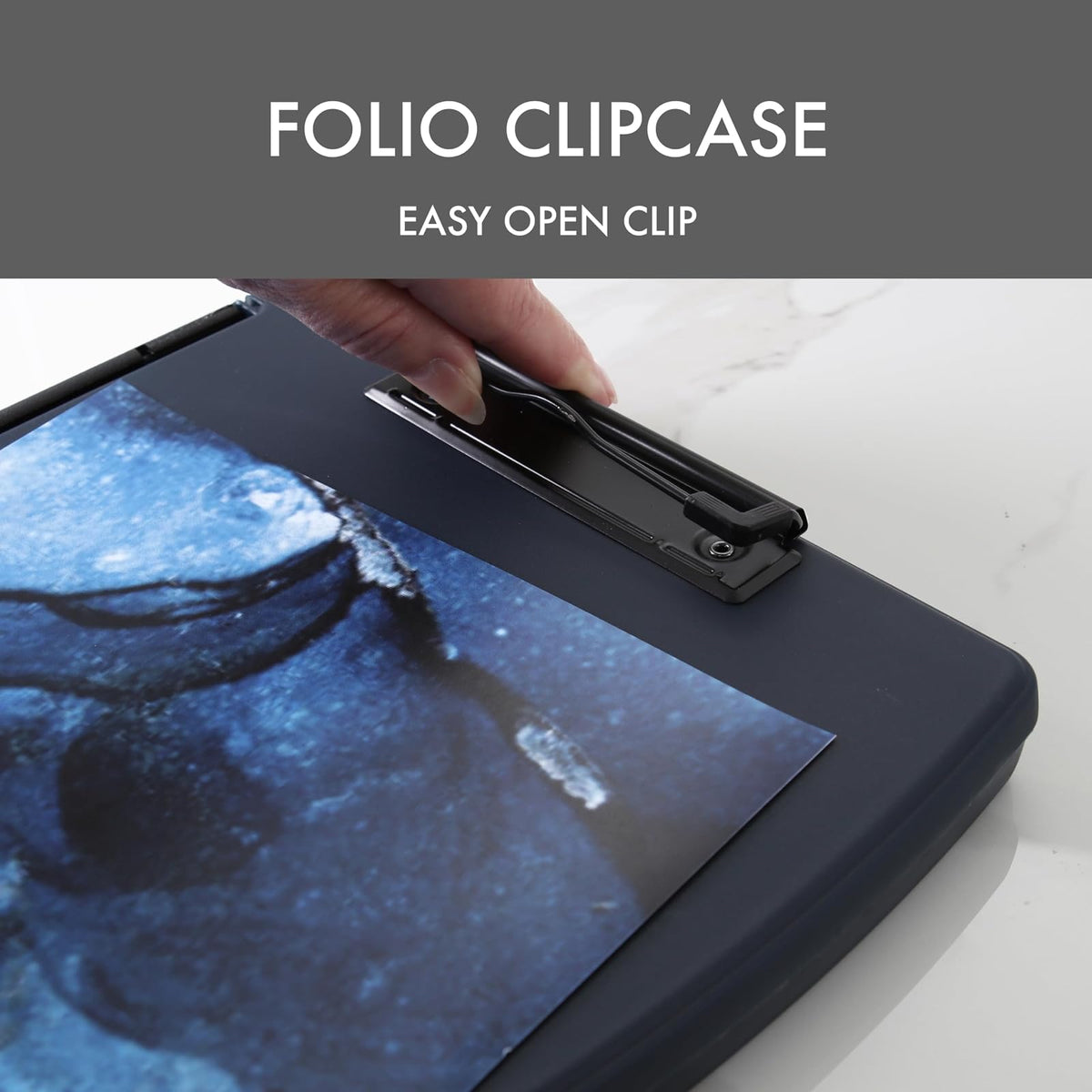 Dexas Folio Clipcase Portapapeles de almacenamiento profesional con compartimento de almacenamiento para bolígrafos, 9.75 x 14.75 pulgadas, A4, índigo. Ideal para profesores, enfermeras, entrenadores,