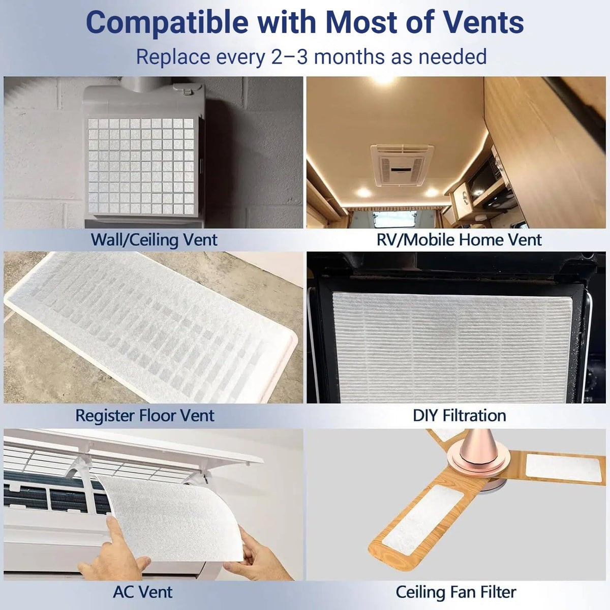 Filtro de ventilación de aire de 20 x 100 pulgadas, material de filtro de aire cortado a medida (más de 60 filtros), filtros de ventilación triple electrostáticos para suelos, techos, HVAC y RV,