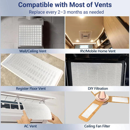 Filtro de ventilación de aire de 20 x 100 pulgadas, material de filtro de aire cortado a medida (más de 60 filtros), filtros de ventilación triple electrostáticos para suelos, techos, HVAC y RV,