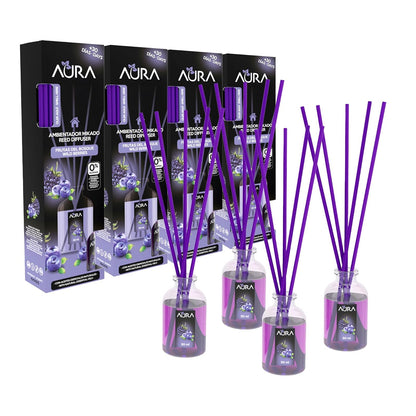 Cristalinas Aura Ambientador Mikado Canela y Manzana 2 Piezas 30 ml - Frutos del Bosque - 4 Pack