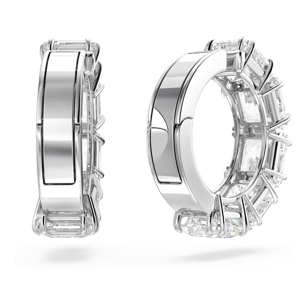Swarovski Aretes de clip Millenia, Talla cuadrada, Blancos, Baño de rodio