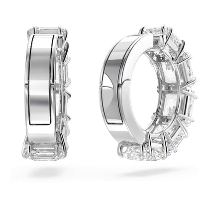 Swarovski Aretes de clip Millenia, Talla cuadrada, Blancos, Baño de rodio