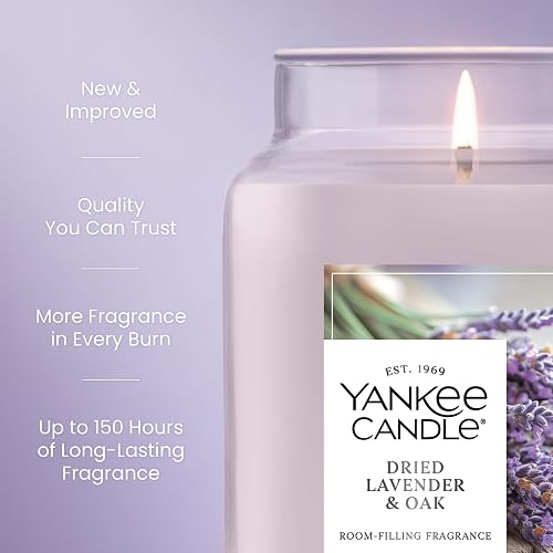 Yankee Candle - Vela perfumada de lavanda y roble, tarro grande de 22 onzas con hasta 150 horas de tiempo de combustión, regalo, cumpleaños