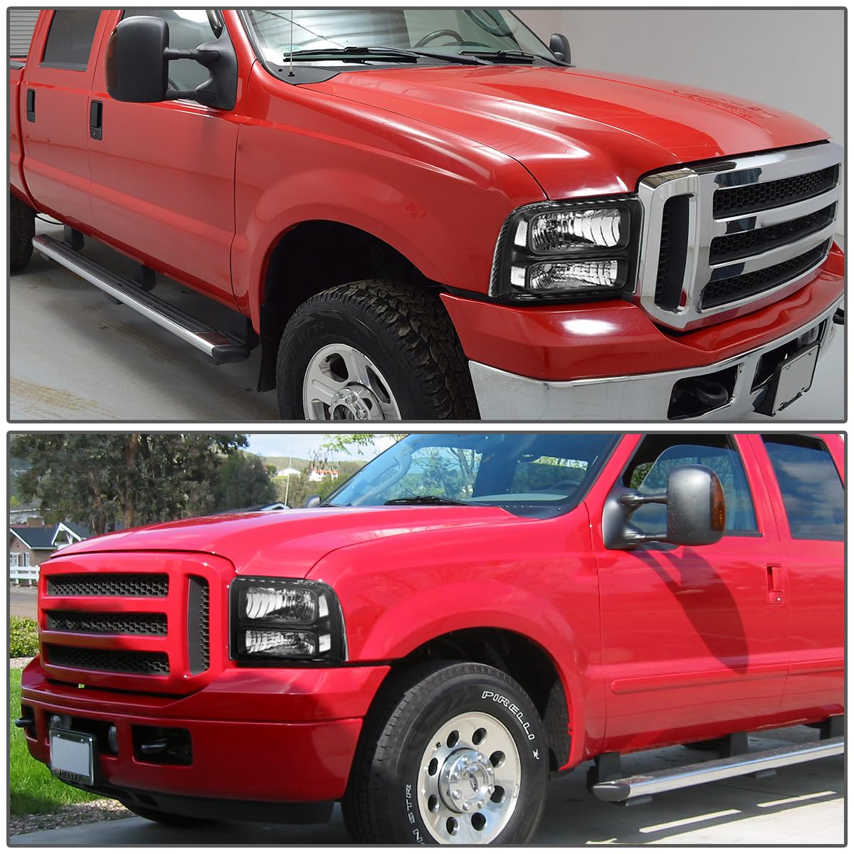 Dna Motoring Faros Delanteros para Ford F250/F350/F450/F550SD, Negro/Transparente, HL-OH-FSD05-BK-CL1