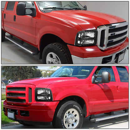 Dna Motoring Faros Delanteros para Ford F250/F350/F450/F550SD, Negro/Transparente, HL-OH-FSD05-BK-CL1