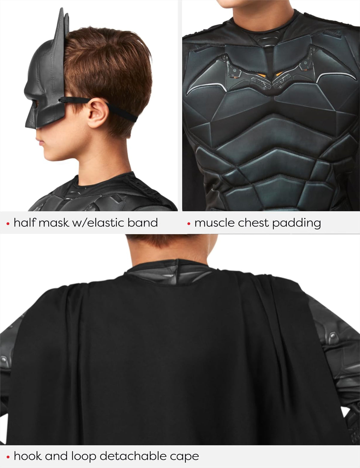 Rubie's 702987L DC - Disfraz de Batman Deluxe para niños, mostrado, grande
