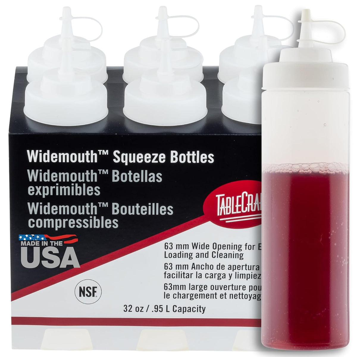 TableCraft Botellas Exprimidoras de Condimentos con Tapa Atada - Gorra atada - 946.35ml (32 oz)