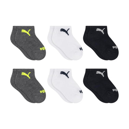 PUMA Paquete de 6 Calcetines Tobilleros para Bebé - 0-12 Meses - Grey Heather - Club Navy - White - Safety Yellow