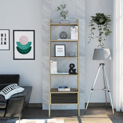 Diecsa Deco Home Estanteria Oslo armable, Color Duna con Carbon, Dimensiones 56 Largo X 39 Ancho X 180 Alto cm, Estilo contemporáneo, con Cuatro entrepaños