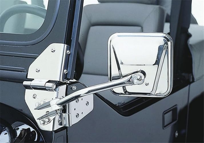 RAMPAGE PRODUCTS Rampage Factory Style Kit de espejo de acero de repuesto | par, negro, 7617 | Compatible con Jeep CJ de 1955 a 1986