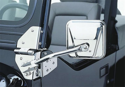 RAMPAGE PRODUCTS Rampage Factory Style Kit de espejo de acero de repuesto | par, negro, 7617 | Compatible con Jeep CJ de 1955 a 1986