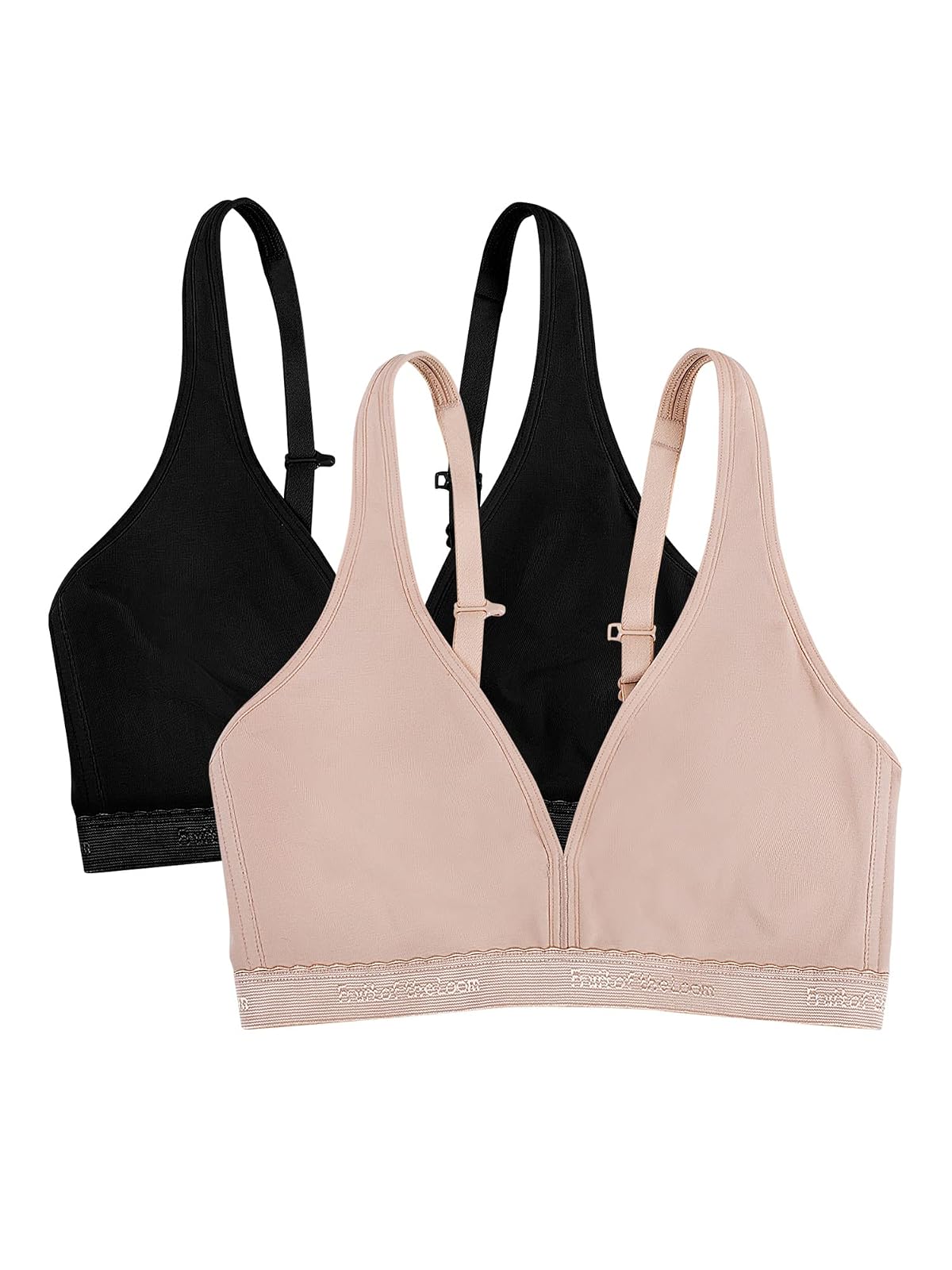 Fruit of the Loom Bralette de Algodón sin Varillas - Tono negro - arena - 2XL