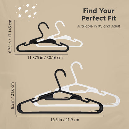 IRIS USA Ganchos de Plástico Flexible para Ropa, Paquete de 50 – con Ranuras en los Hombros, Organizadores para Accesorios Clóset Dormitorio o Lavandería Camisas Pantalones y Vestidos Ligeros, Blanco