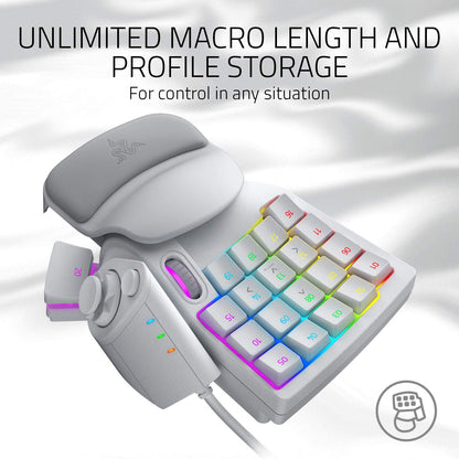 Razer Tartarus Pro Gaming Keypad: Mercury White | Disparador rápido, funcionamiento ajustable, 32 teclas programables, macro personalizables, iluminación Chroma RGB