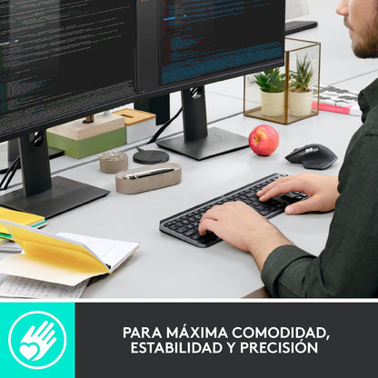 Logitech, MX Keys for Business, Teclado inalámbrico Iluminado avanzado, Escritura táctil con Respuesta óptima, Retroiluminación, Bluetooth, USB-C, Apple macOS, Microsoft Windows, Linux