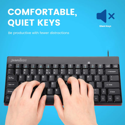 Perixx PERIBOARD-422 - Mini Teclado USB-C con Cable, Conector USB Tipo C, Color Negro, diseño en inglés Estadounidense
