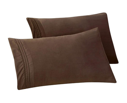 Elegant Comfort Fundas de Almohada 1500 Hilos - King - Paquete de 2 - Marrón