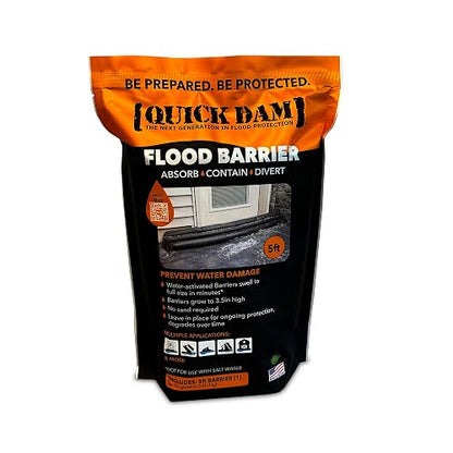 Barrera de inundación activada por agua Quick Dam QD65-1, 1 unidad, 5-ft, Negro
