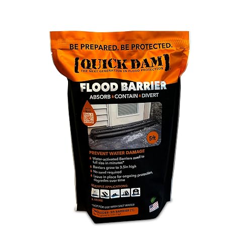 Barrera de inundación activada por agua Quick Dam QD65-1, 1 unidad, 5-ft, Negro