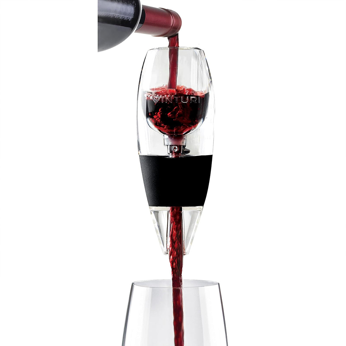 Vinturi Aireador de vino tinto incluye base mejorada sabores con acabado más suave, color negro