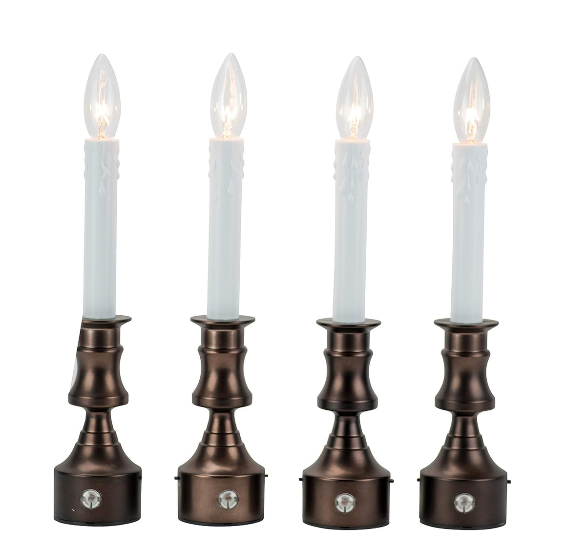 Boston Warehouse Allure - Velas LED para ventana sin llama con temporizador, juego de 4, bronce