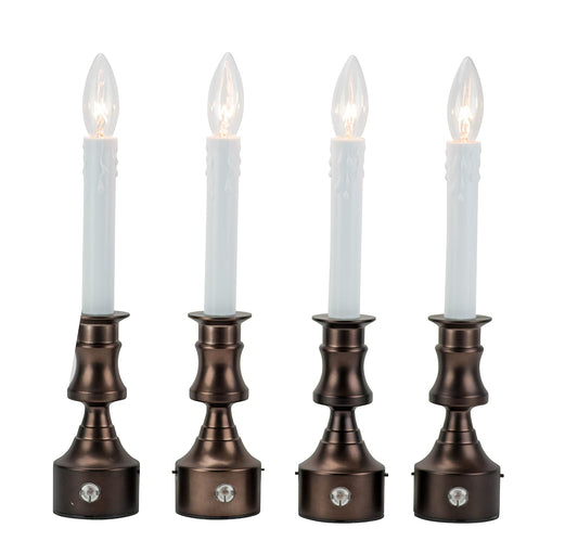 Boston Warehouse Allure - Velas LED para ventana sin llama con temporizador, juego de 4, bronce