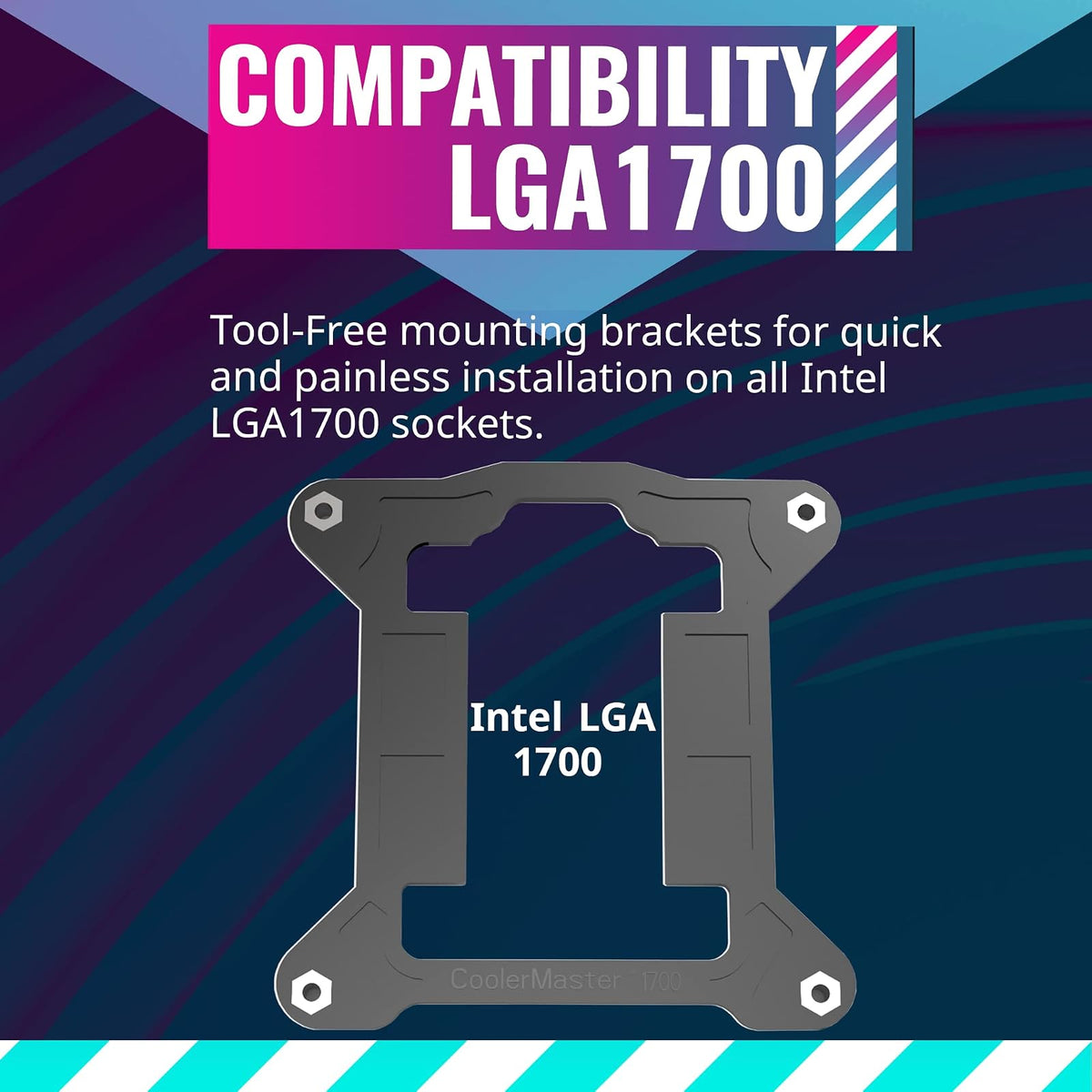 Cooler Master i70C LGA1700 Enfriador de Aire CPU | ARGB 120 mm PWM, aluminio anodizado negro, inserto cobre, 95 W TDP, perfil bajo 70 mm