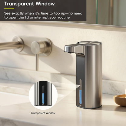 EKO Aroma - Dispensador automático de jabón sin Contacto para Cocina y baño, dispensador de jabón líquido para Manos, Resistente al Agua y Recargable, 9 onzas líquidas (Inoxidable)