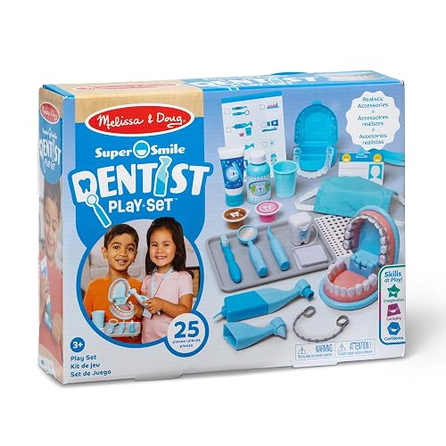 Melissa & Doug Juego de Imitación de Dentadura y Accesorios Dentales, Multicolor, 26 pcs