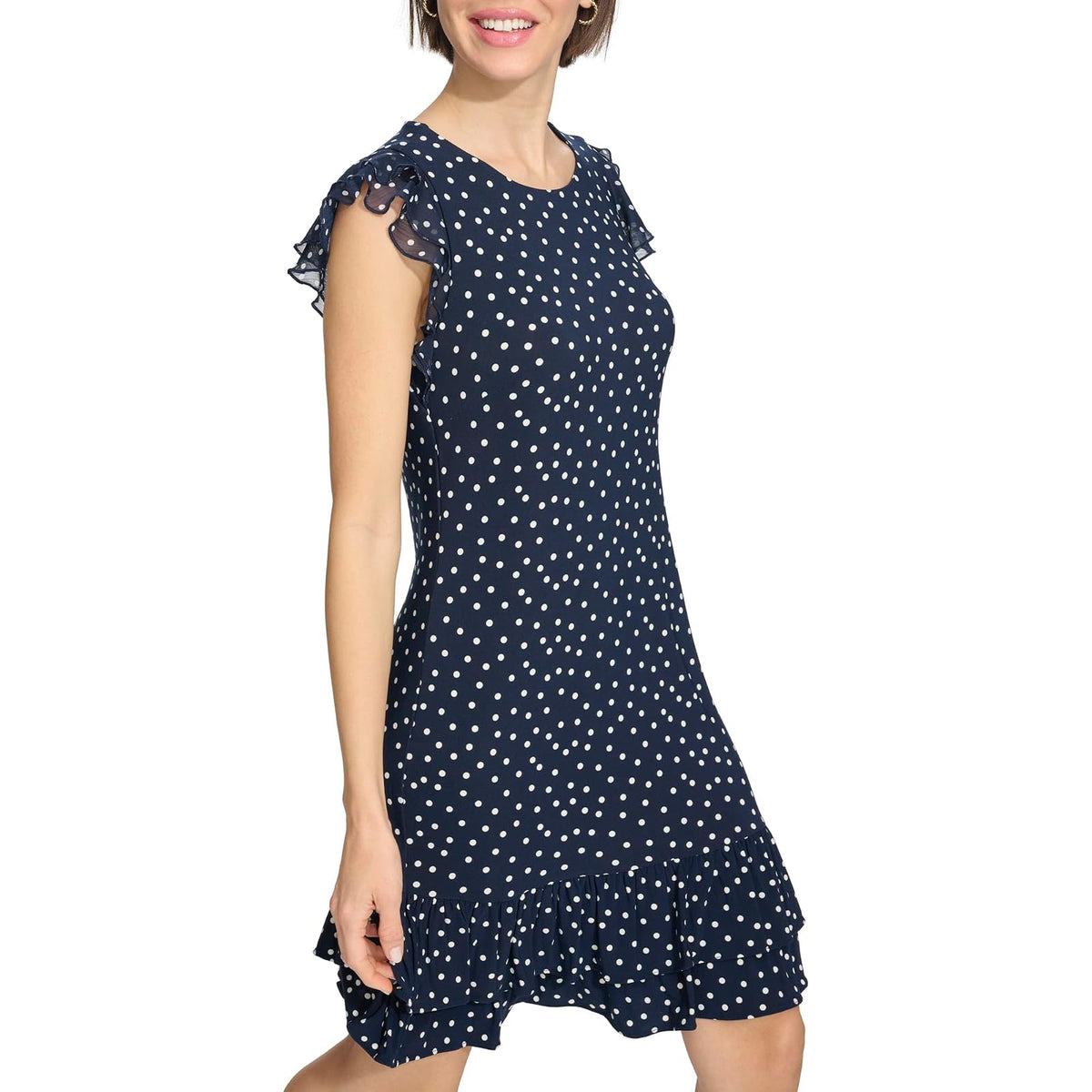 Tommy Hilfiger Jersey de Manga Corta hasta la Rodilla Vestido para Mujer