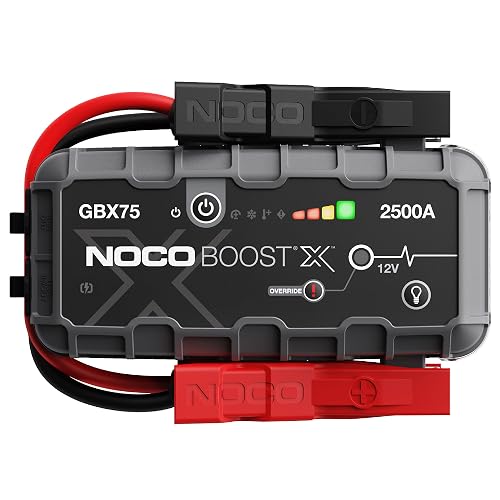 NOCO Boost X GBX75: Arrancador de batería de Auto 2500A – Booster de Litio portátil 12V, Power Bank y Cables para Pasar Corriente – para Motores de Gasolina hasta 8.5L y diésel hasta 6.5L