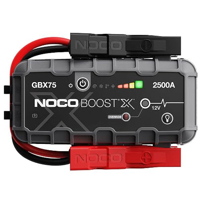 NOCO Boost X GBX75: Arrancador de batería de Auto 2500A – Booster de Litio portátil 12V, Power Bank y Cables para Pasar Corriente – para Motores de Gasolina hasta 8.5L y diésel hasta 6.5L