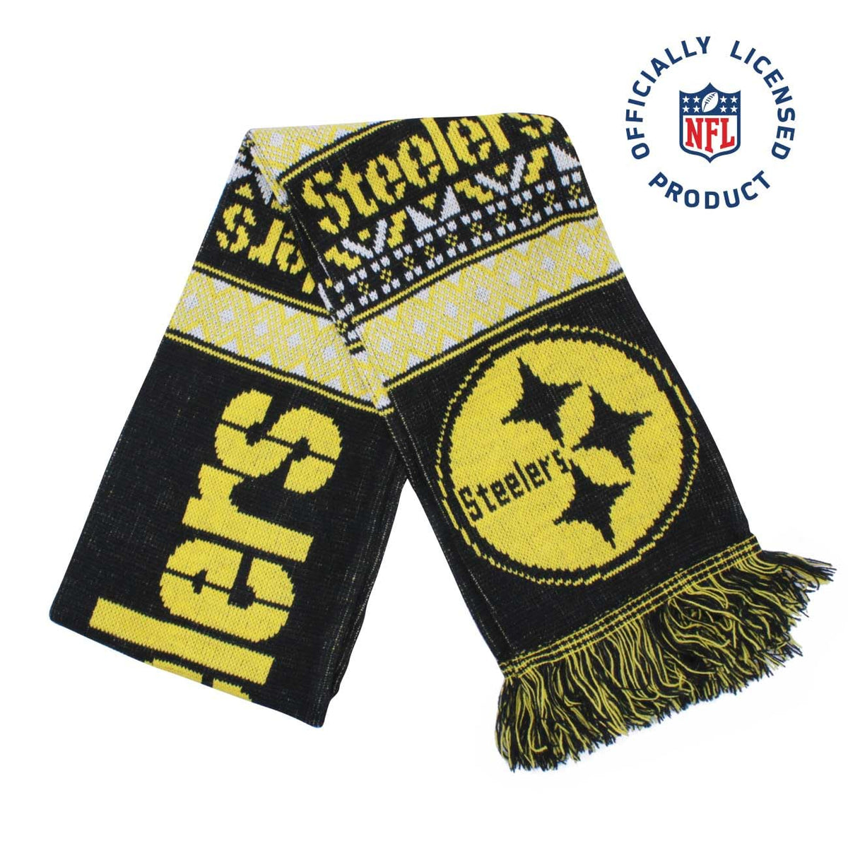 NFL JTNFL-3041-PI Bufanda para Invierno Steelers Unisex Adulto, Color Negra, Unitalla