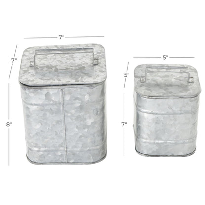 Deco 79 49123 Metal Square Lidded Box Set of 2