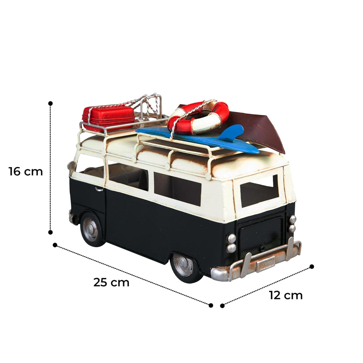 Running Combi Kayak | Estilo Vintage | Adornos de Escritorio | para Oficina y hogar | Combi a Escala | Negra | 17 x 19 cm