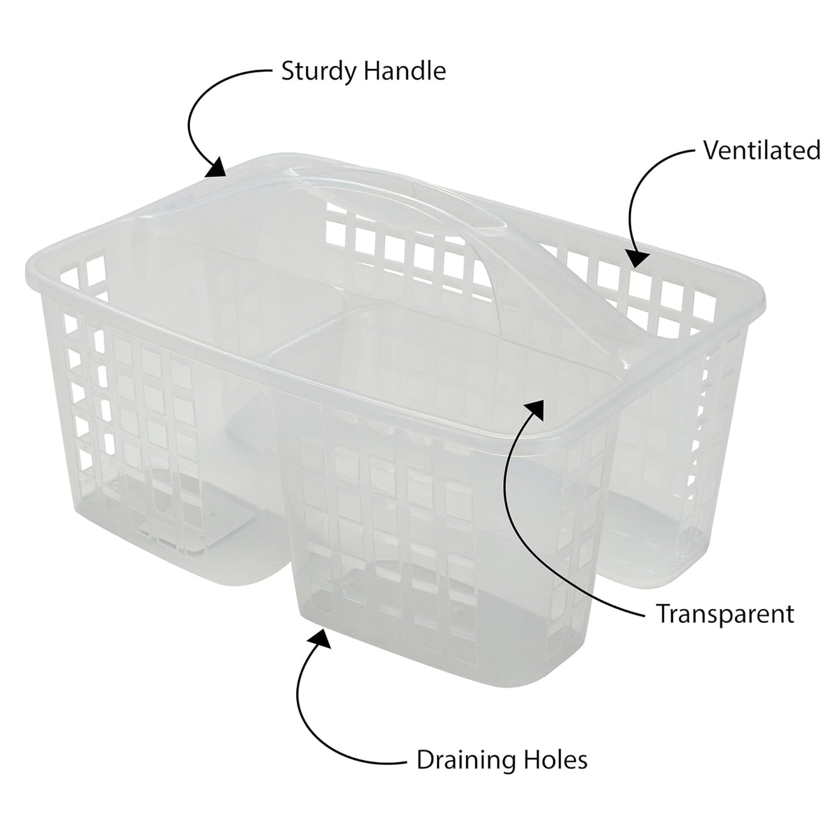 Bath Bliss 2 in 1 Portable, Bathroom Shower Caddy for Shampoo, Conditioner, Soap, and Cosmetics, in White Bath Tote