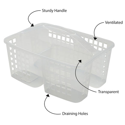 Bath Bliss 2 in 1 Portable, Bathroom Shower Caddy for Shampoo, Conditioner, Soap, and Cosmetics, in White Bath Tote