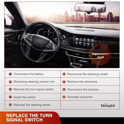 Nilight - Interruptor de señal de giro compatible con Chevy Suburban Tahoe 2007-2008, 2009, 2010, 2011, 2012, 2013, GMC Yukon XL 2007-2013, Cadillac Escalade Blinker, 2 años de garantía