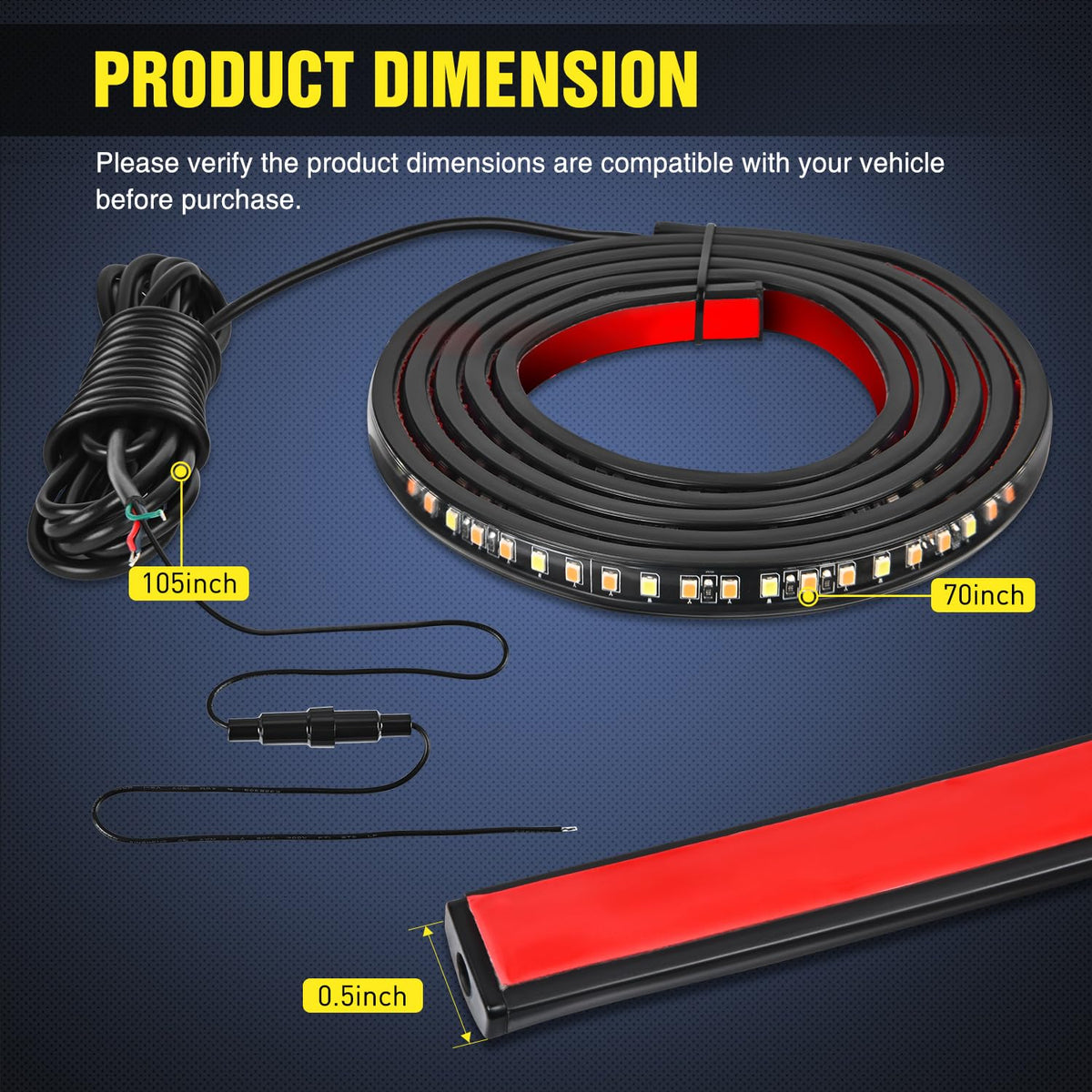 Nilight TL-311 Paquete de 2 Tiras LED de 70 Pulgadas para Estribo de Camión, 216 LED, Blancas/Ámbar Secuencial, para Cabina Extendida
