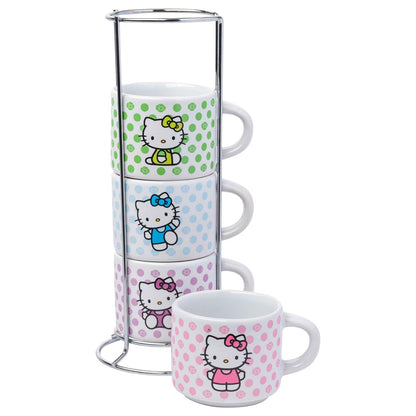 Silver Buffalo Disney Mickey Mouse Set 4 Tazas de Espresso Apilables, 3 oz - Sanrio Hello Kitty - 3 Ounces