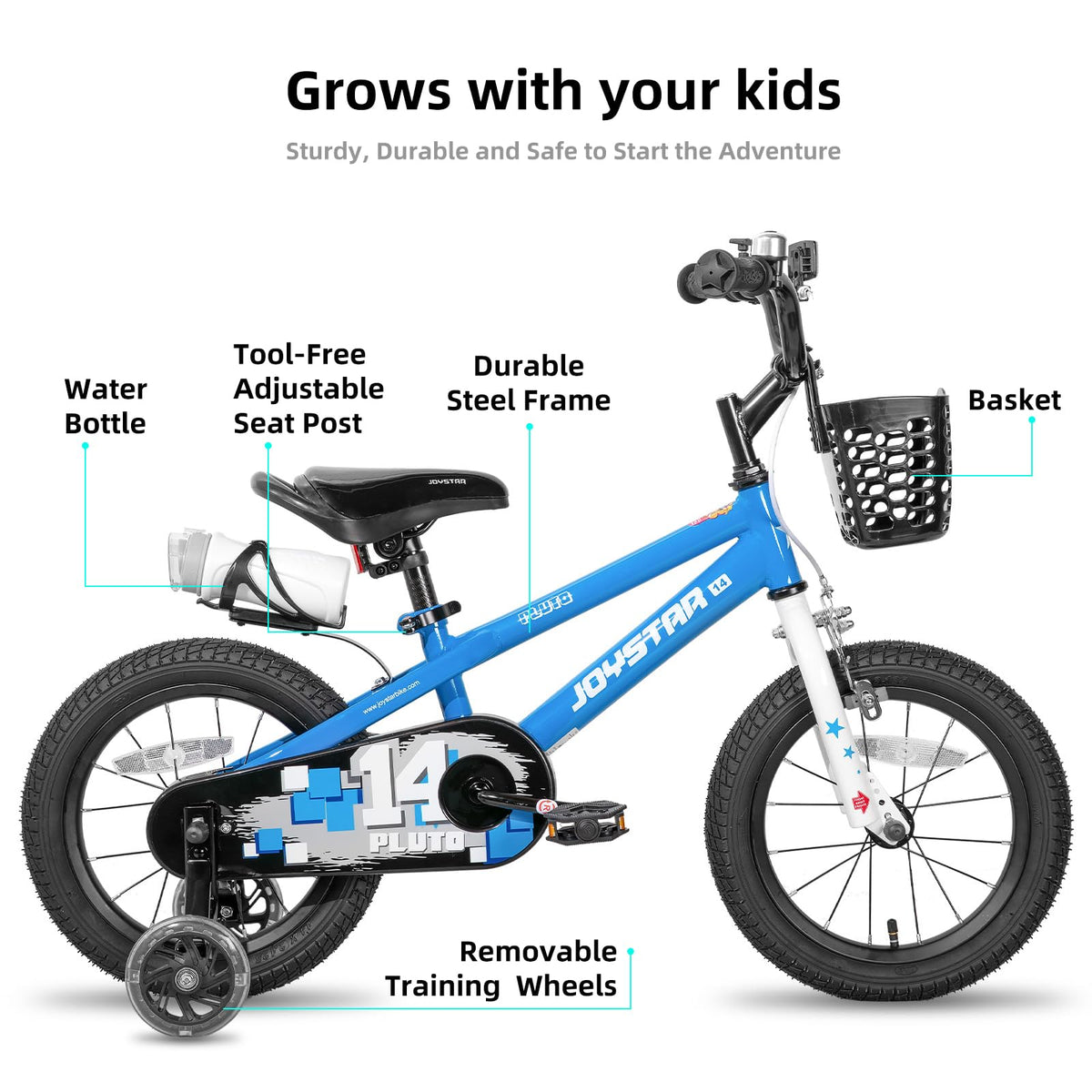 JOYSTAR Pluto - Bicicleta Infantil para niños y niñas de 3 a 12 años con Ruedas de Entrenamiento para de 12, 14, 16, 18, 20 Pulgadas, Bicicleta BMX Freestyle para niños