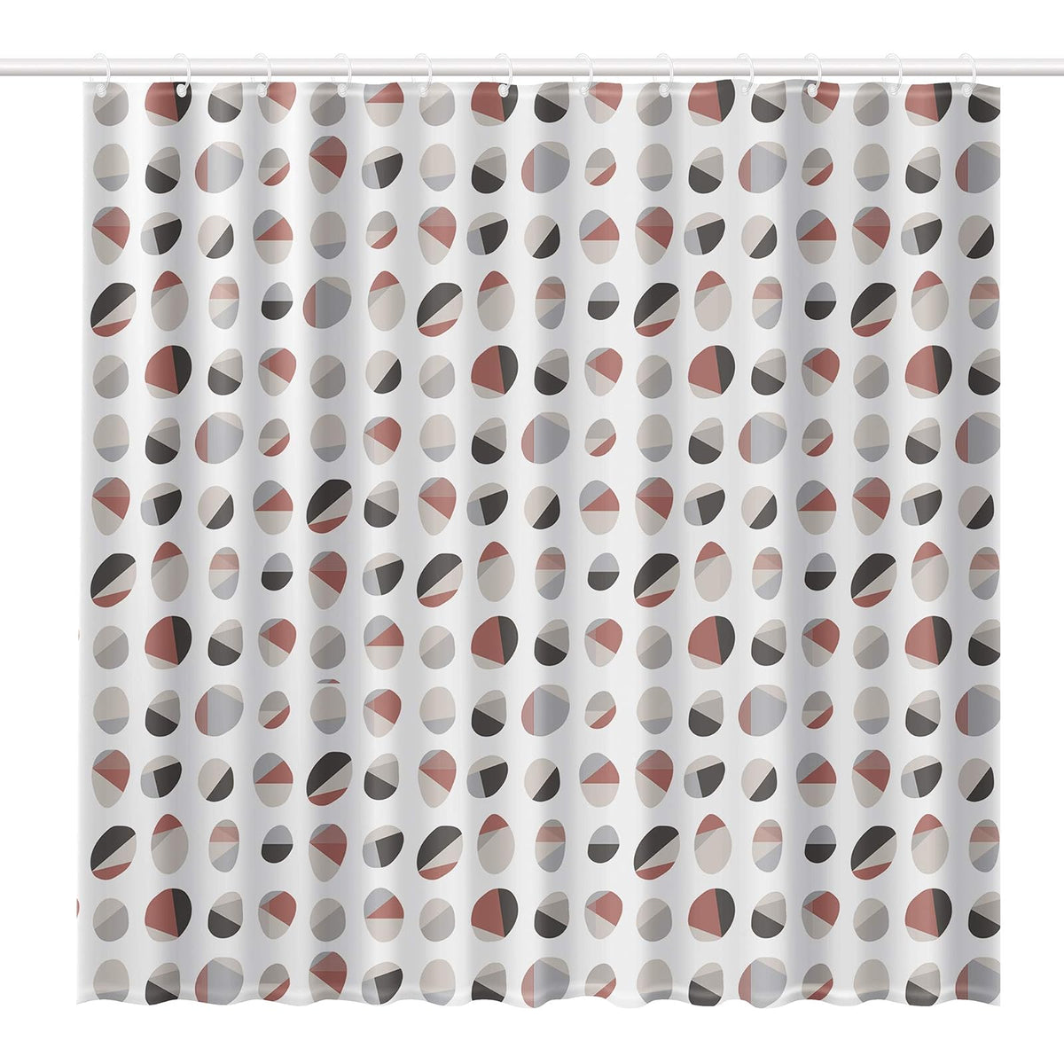 RAYEN | Cortinas de baño | Cortina de Ducha o bañera | Impermeable | PVA | Translúcido | Anillos de PVC | Incluye 12 Ganchos | 180 x 200 cm | Blanco con Cabezales de Colores