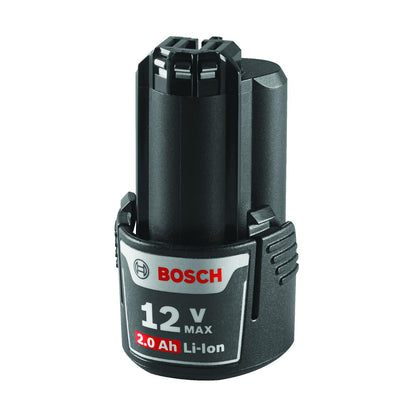 Bosch BAT414-2PK Batería de Iones de Litio de 12 V máx. 2 Ah 2 Unidades | Diseño deslizante | Fuente de alimentación compacta | Rendimiento sin decoloración | Compatible con cargador