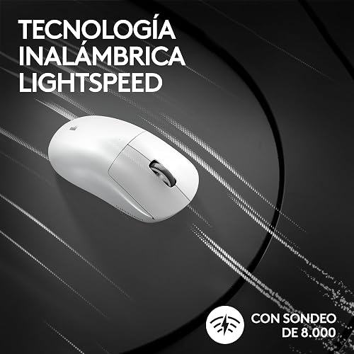 Logitech G Pro X Superlight 2 Lightspeed Mouse Inalámbrico de Juegos, Ligero, Interruptor Híbrido LIGHTFORCE, Sensor Hero 2, 32,000 dpi, 5 BOT. Programables, Carga USB-C, PC y Mac - Blanco